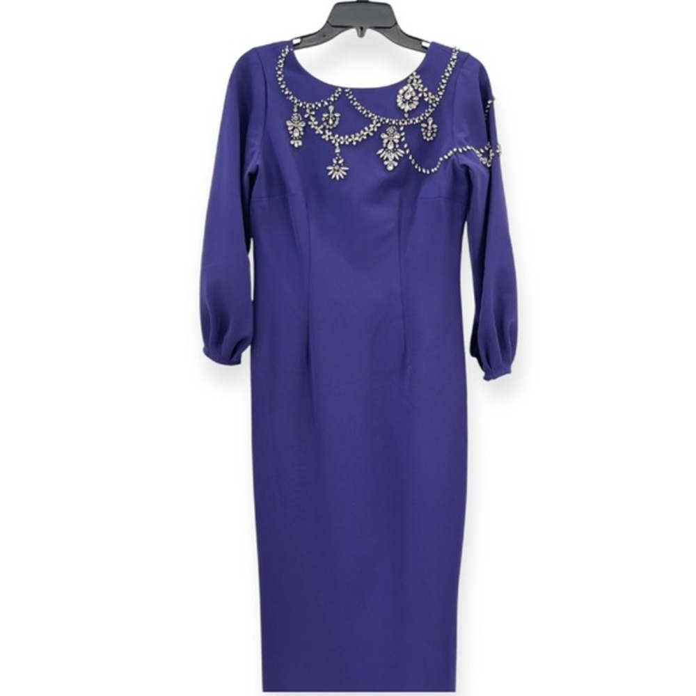 Sachin & Babi NEW Giselle Crepe Embellished Gown Amethyst Purple $1,095 Size 2 - Picture 6 of 13